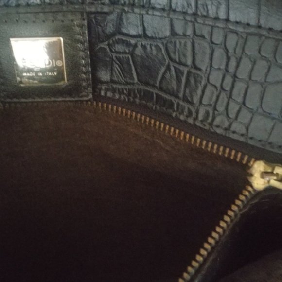 Vintage fendi black embossed croc gator gold tote - Picture 8 of 8